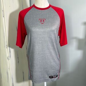 Under Armour Men's Gray and Red Baseball Jersey